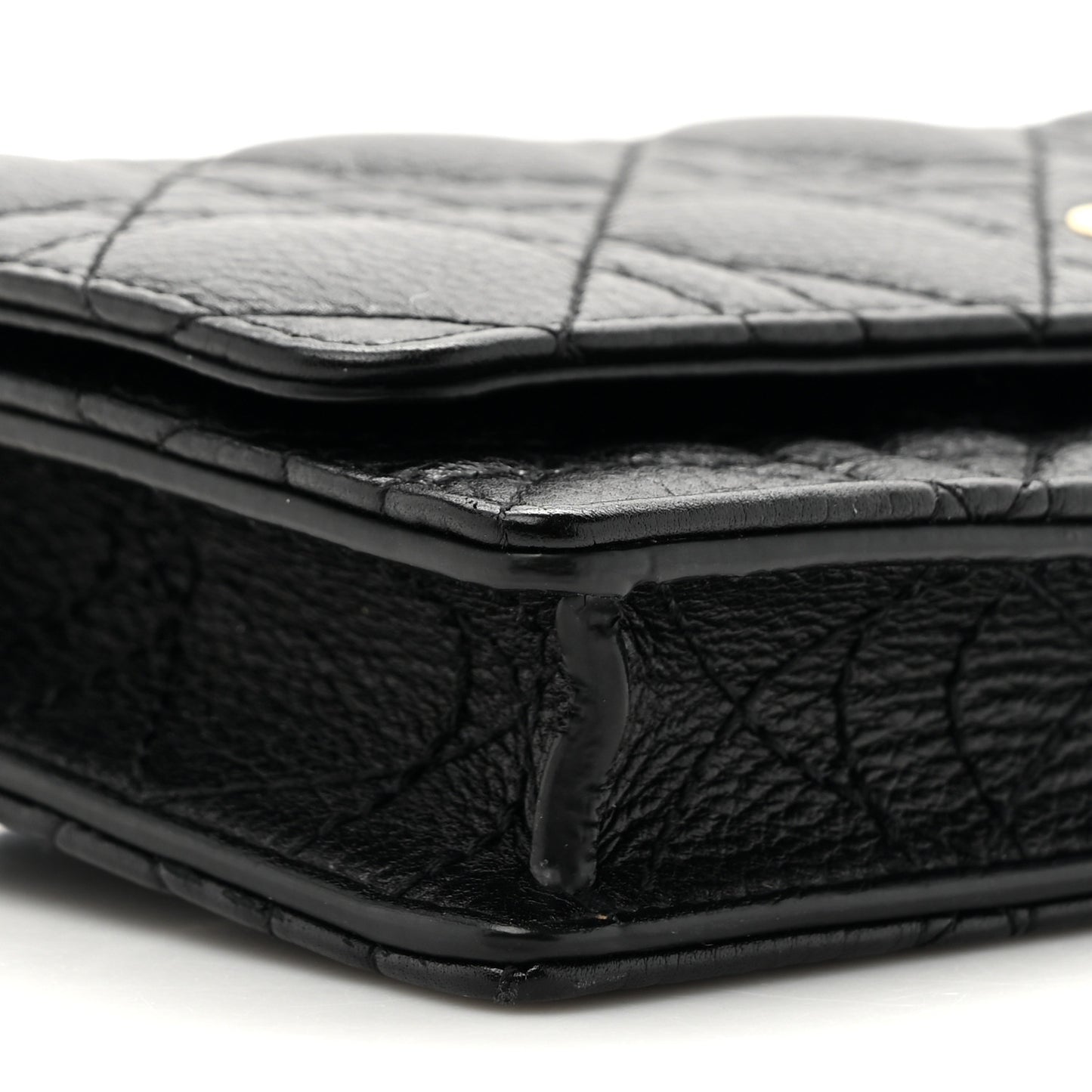 Supple Calfskin Cannage Caro Belt Pouch with Chain Black