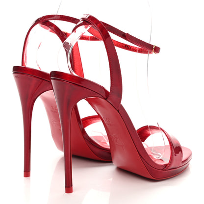 Christian Louboutin Shiny Patent Calfskin Queen Psych Loubi Ankle Strap Sandals 37.5 Red 4 of 8