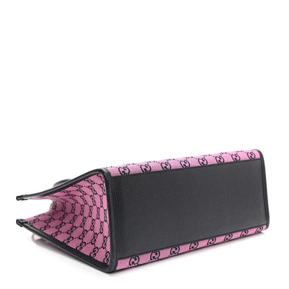 Gucci Monogram Multicolor Textured Dollar Calfskin Small Retro Interlocking G Tote Bag Pink Blue 3 of 9