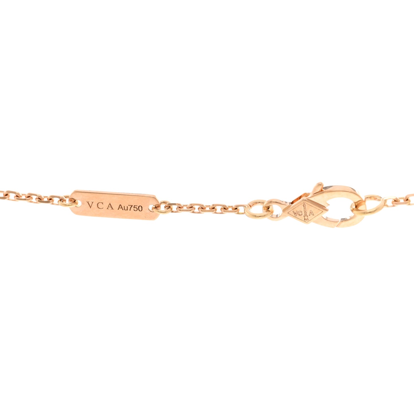 18K Rose Gold Diamond Black Onyx Vintage Alhambra Pendant Necklace