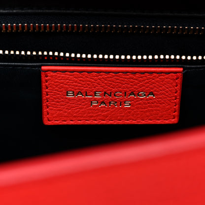 Balenciaga Grained Calfskin M Tube Round Tote Rouge Coquelicot 6 of 13