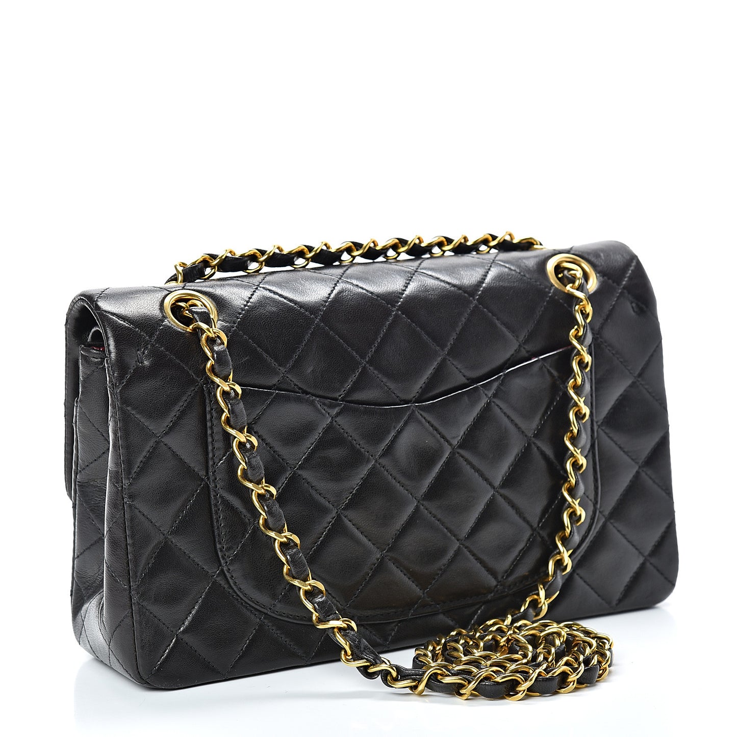 Lambskin Quilted Small Double Flap Black