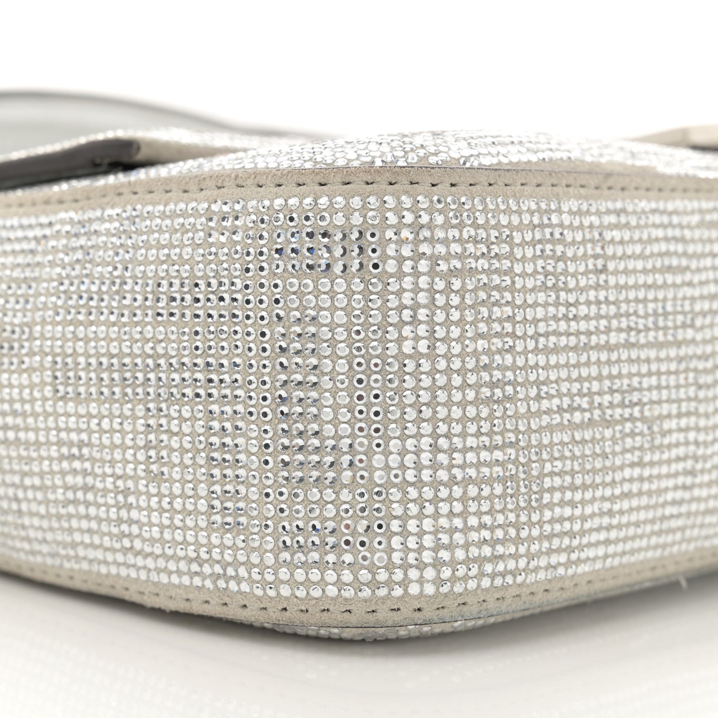 Crystal Vitello Laminato FF Medium Baguette Crystal Argento