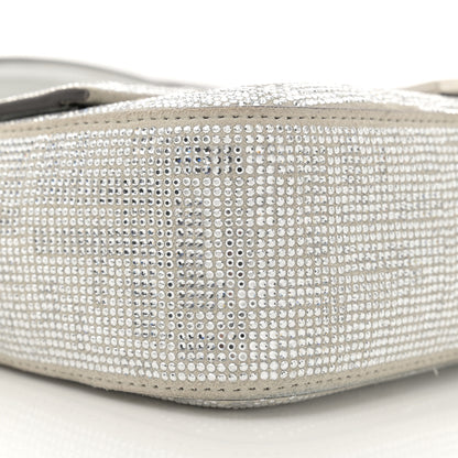 Fendi Crystal Vitello Laminato FF Medium Baguette Crystal Argento 9 of 12