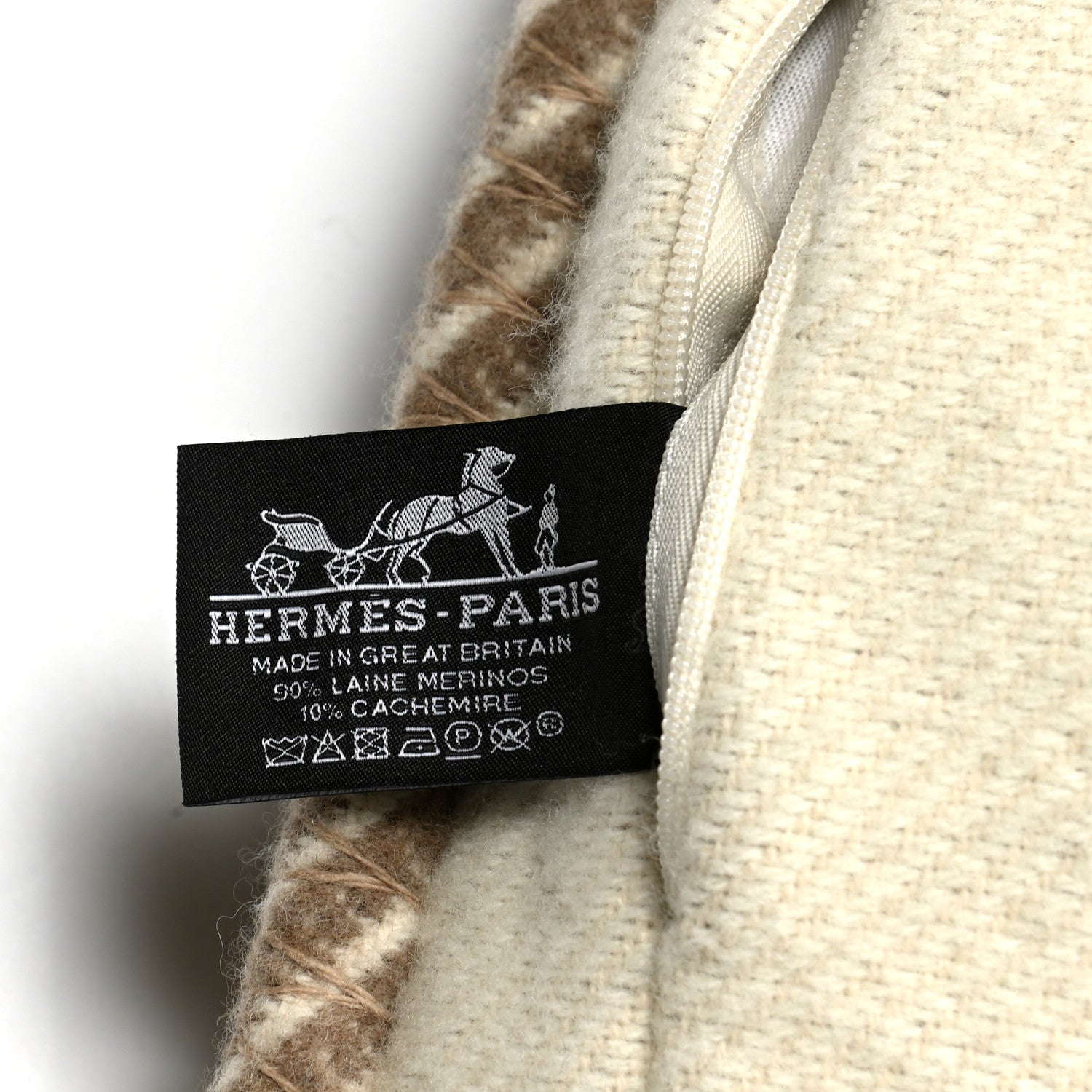 Hermes Wool Cashmere H Riviera Pillow Seigle 3 of 3