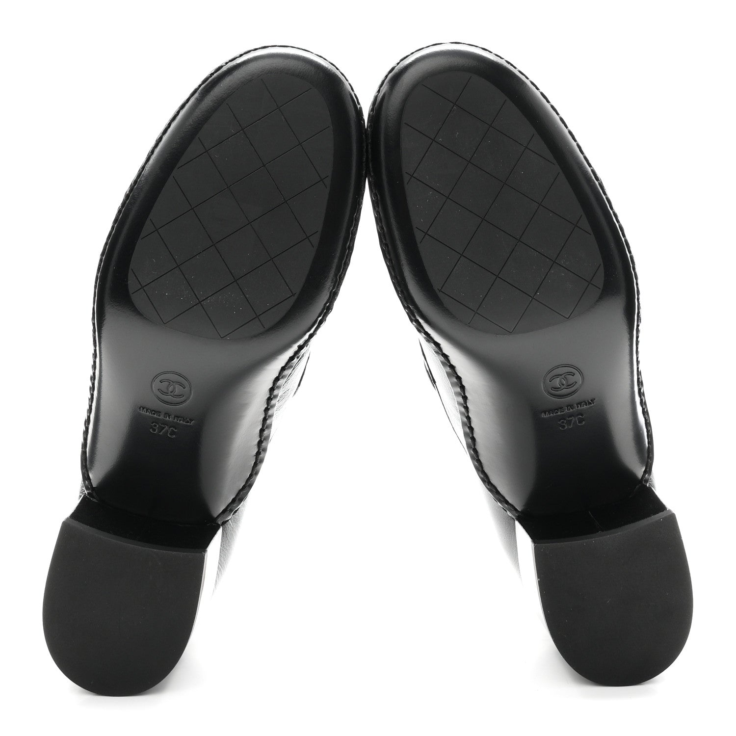Chanel Shiny Calfskin Metal CC Loafers 37 Black 6 of 9