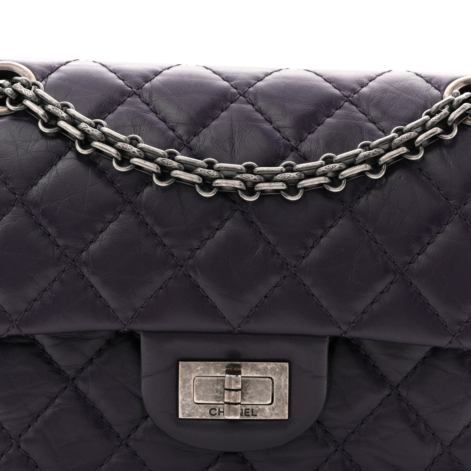 Chanel Aged Calfskin Quilted 2.55 Reissue Mini Flap Dark Purple 8 of 11