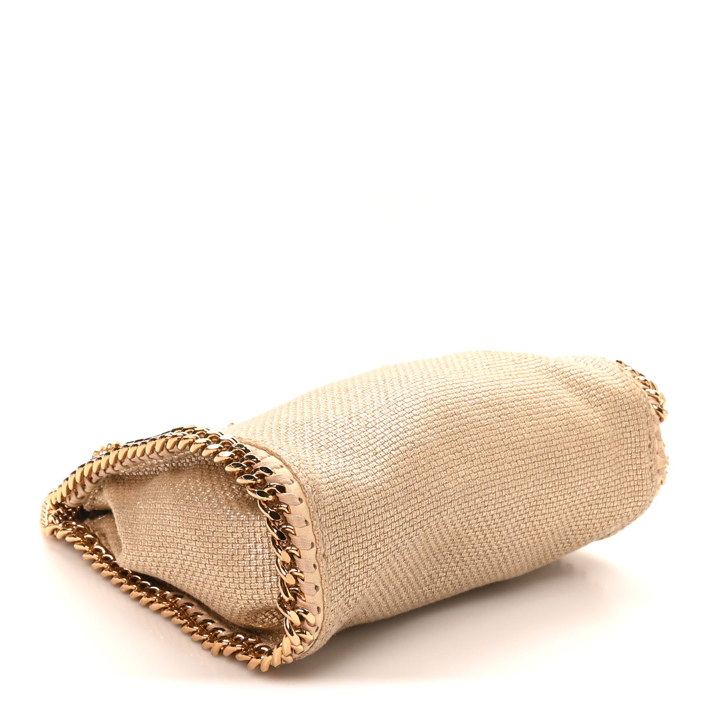 Metallic Woven Boucle Mini Fold Over Falabella Tote Gold