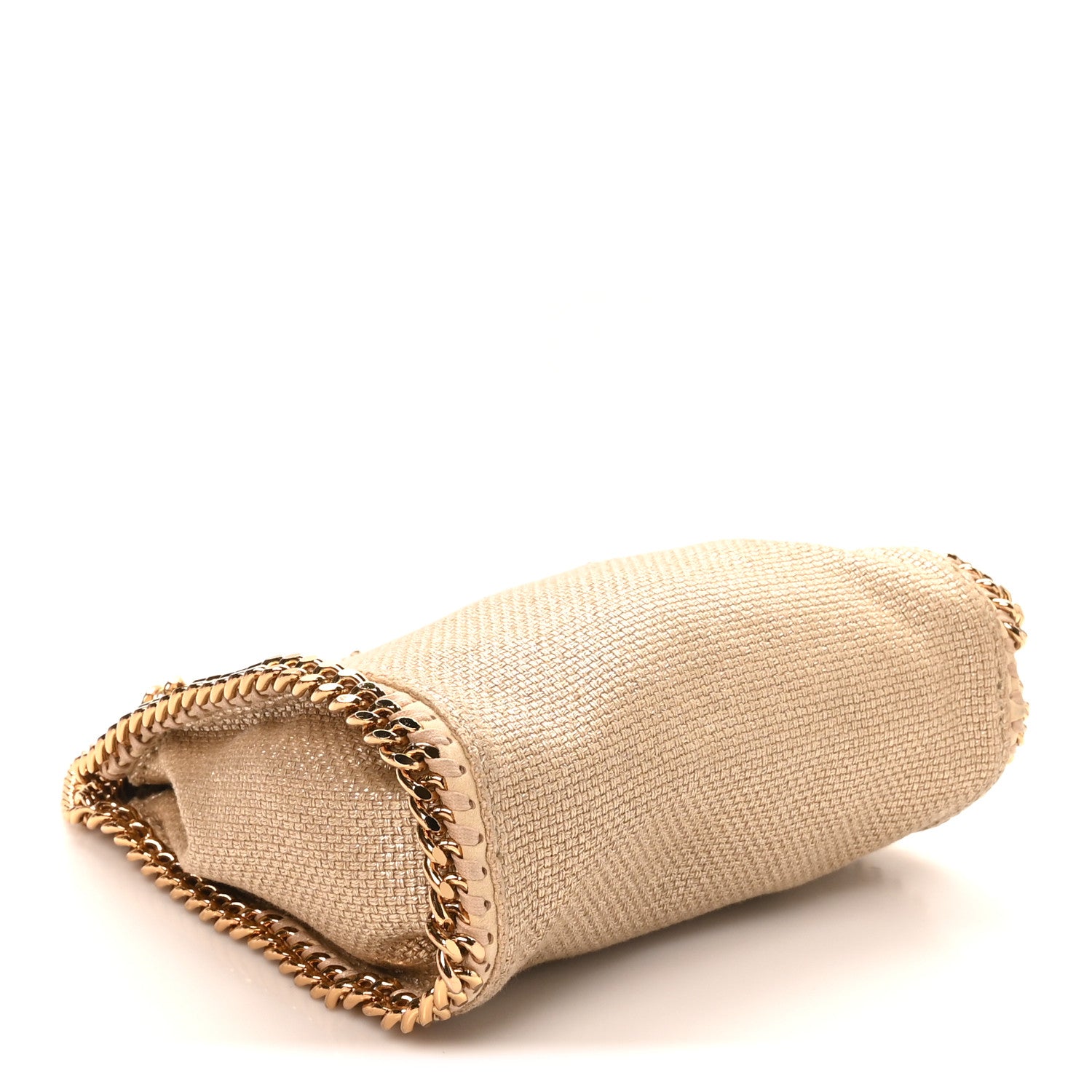 Stella McCartney Metallic Woven Boucle Mini Fold Over Falabella Tote Gold 4 of 9