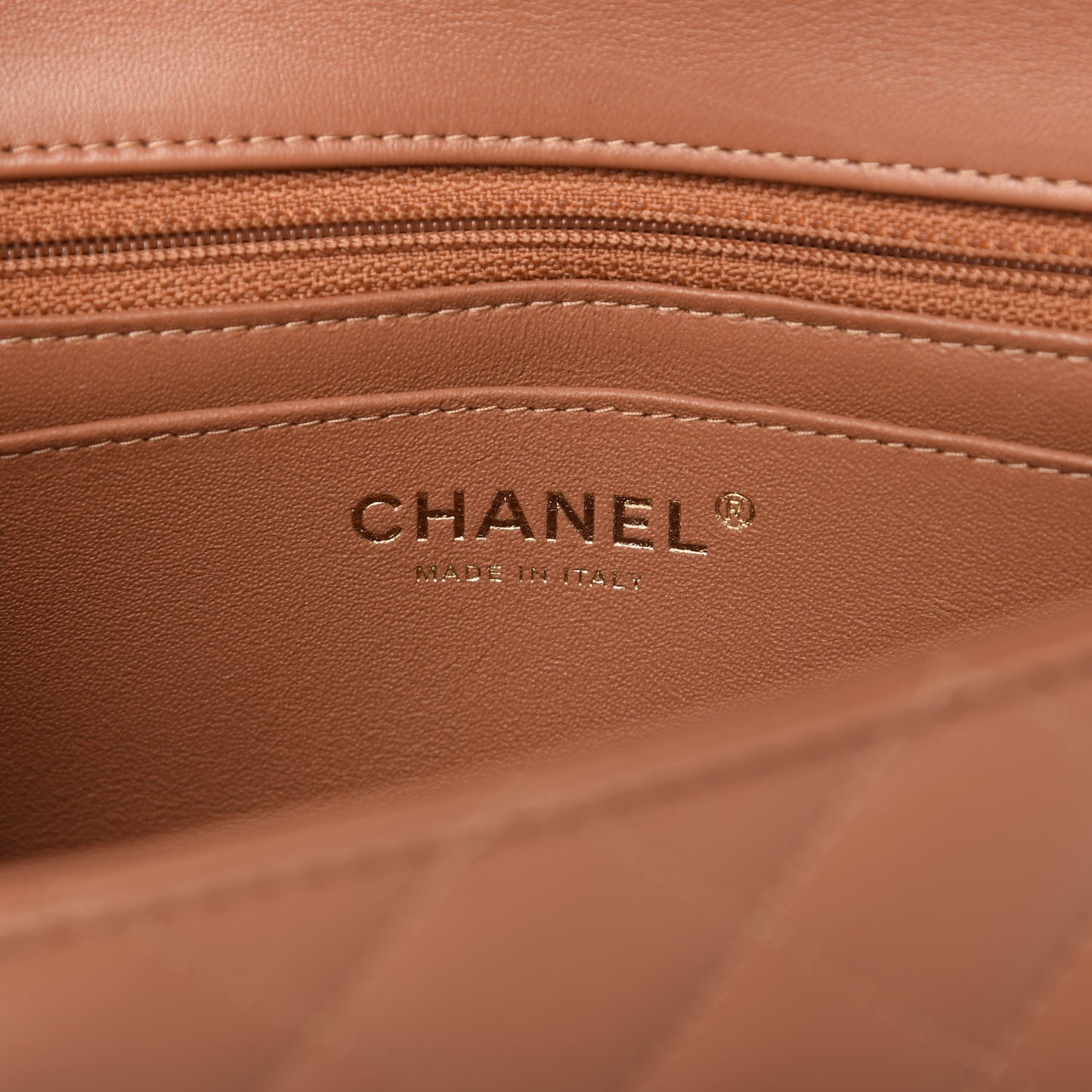 Lambskin Quilted Mini Rectangular Flap Brown