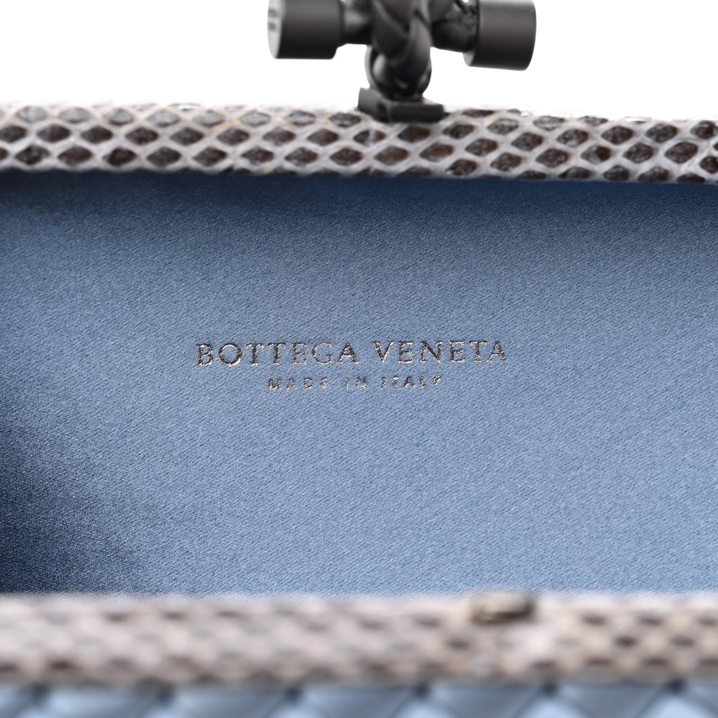 Satin Intreccio Impero Ayers Knot Clutch Light Blue
