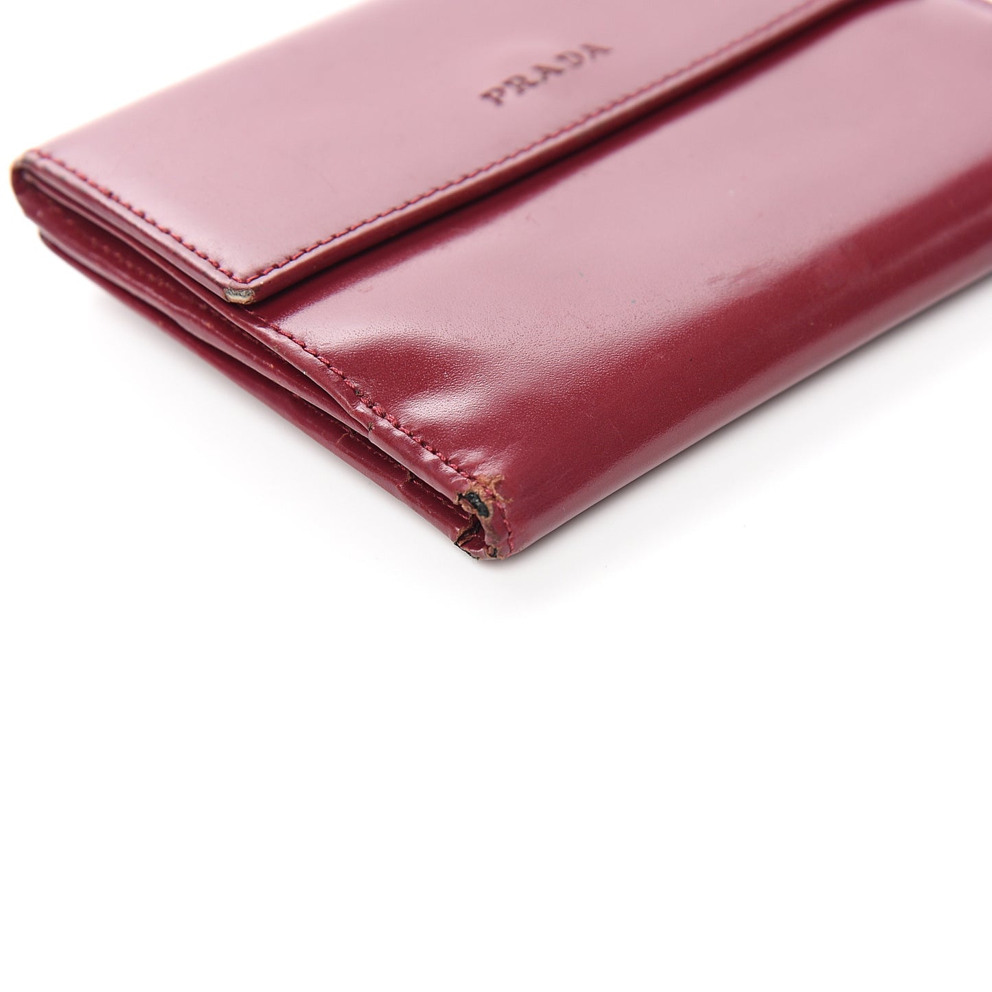 Vitello French Flap Compact Wallet Cherry