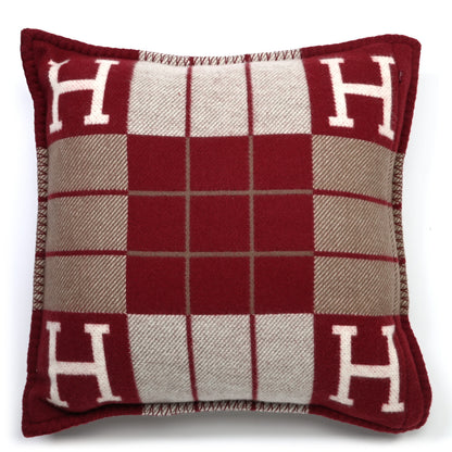Hermes Wool Cashmere Avalon III Pillow PM Ecru Rouge 2 of 3