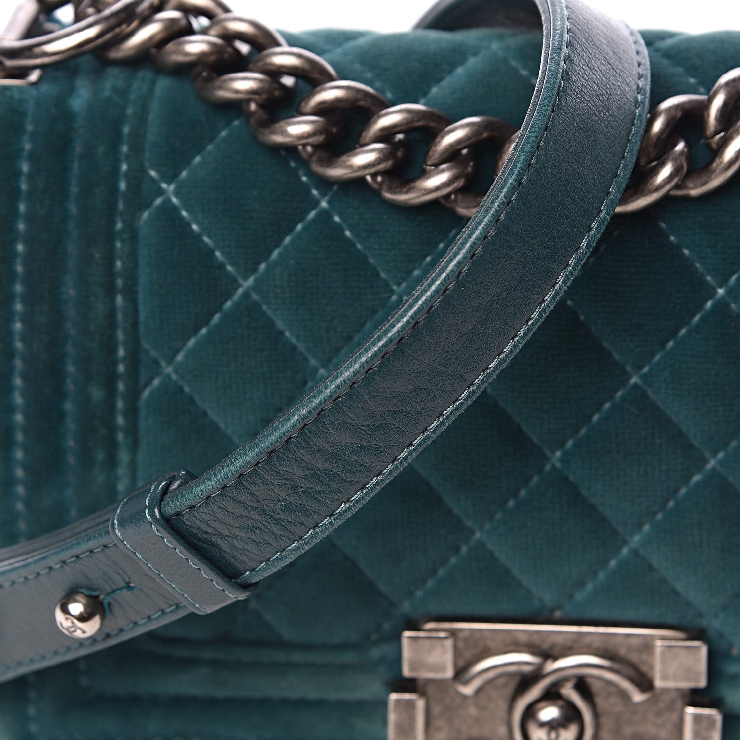 Chanel Velvet Quilted Small Boy Flap Turquoise 13 of 22