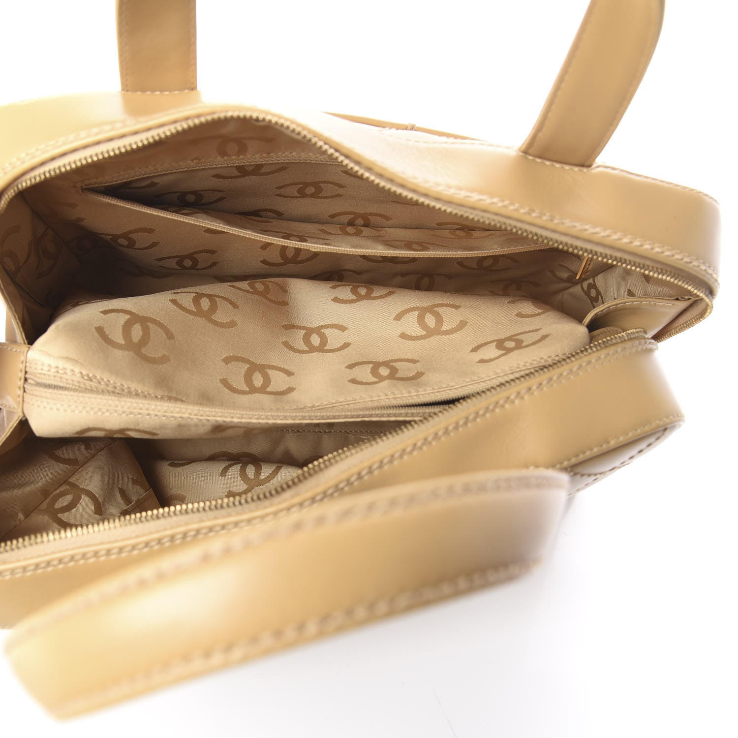 Chanel Calfskin Stitch Surpique Bowler Beige 4 of 9