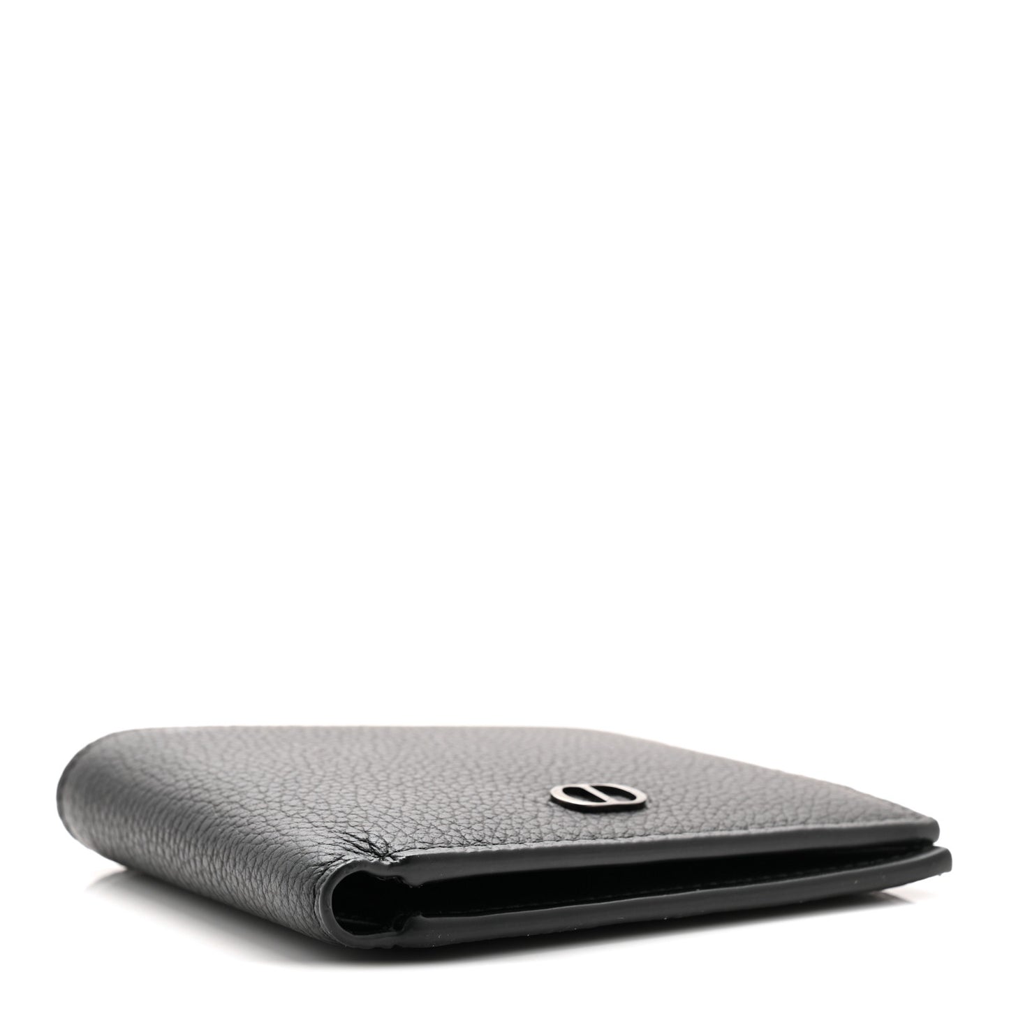 Grained Calfskin CD Icon Bifold Wallet Black
