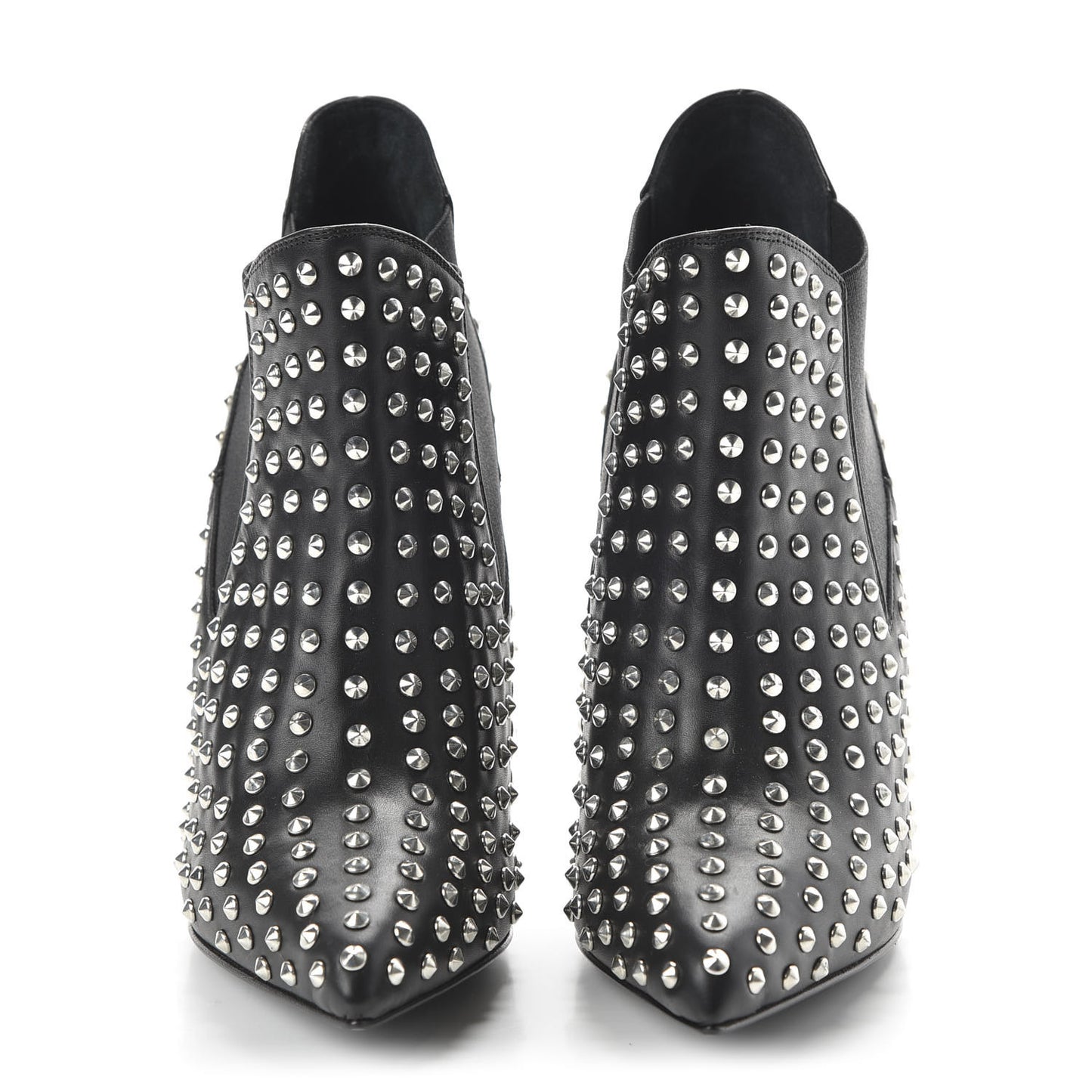 Calfskin Studded Ankle Booties 35.5 Black