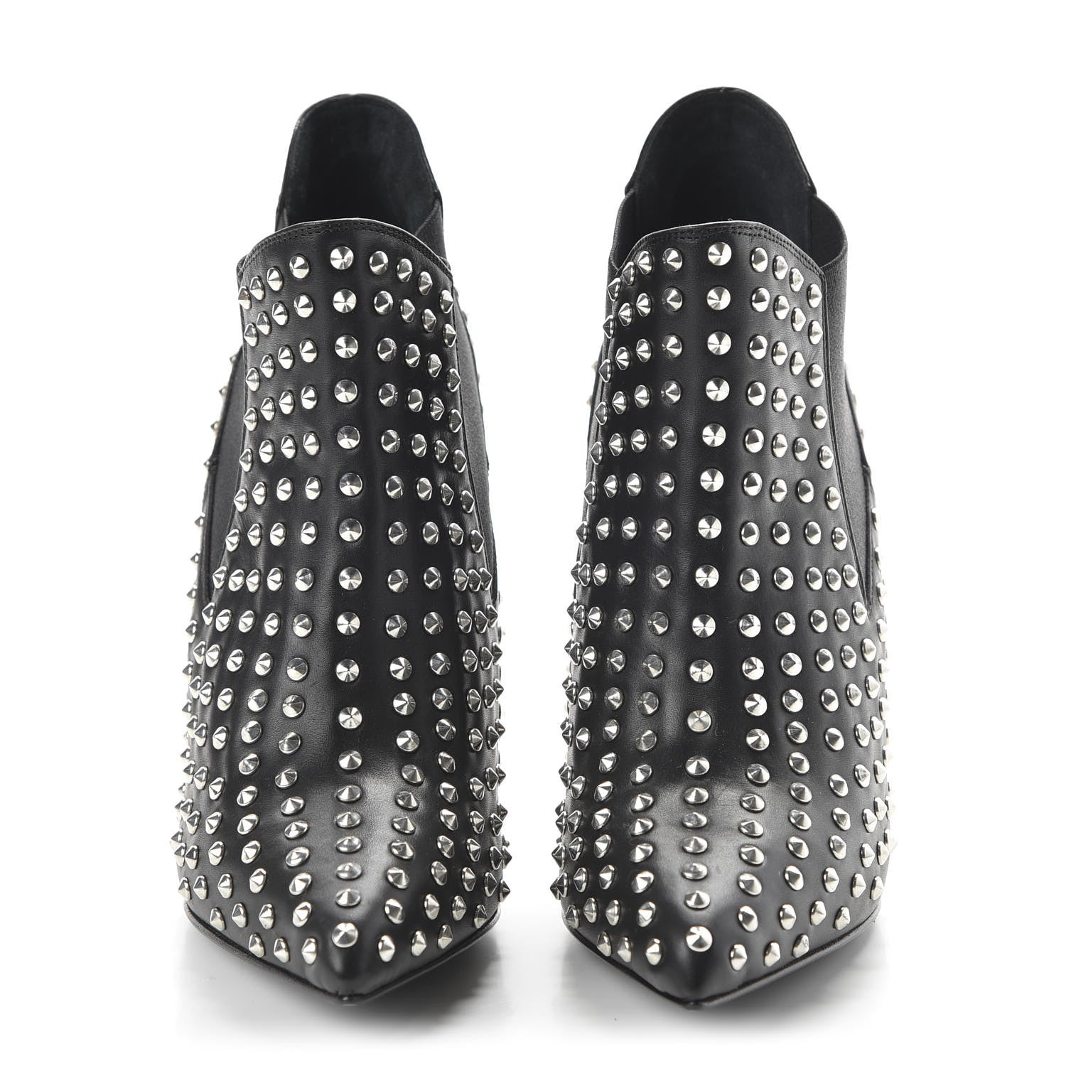 Saint Laurent Calfskin Studded Ankle Booties 35.5 Black 2 of 8