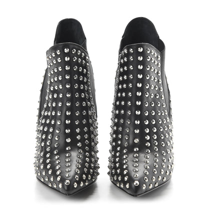 Saint Laurent Calfskin Studded Ankle Booties 35.5 Black 2 of 8