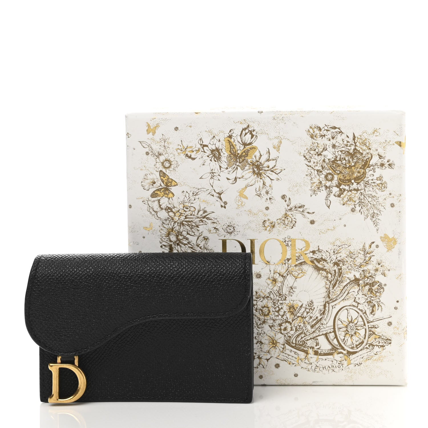 Christian Dior Grained Calfskin Saddle Card Holder Black 9 of 9