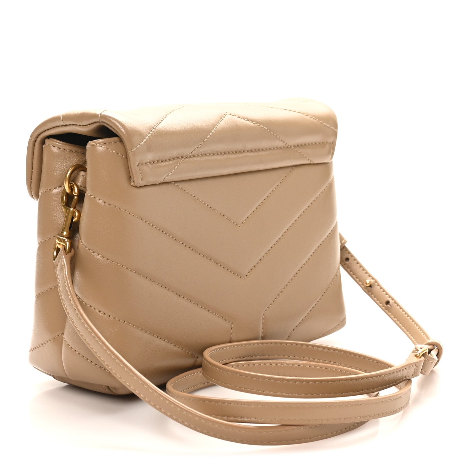 Saint Laurent Calfskin Y Quilted Monogram Toy Loulou Crossbody Bag Dark Latte 2 of 12