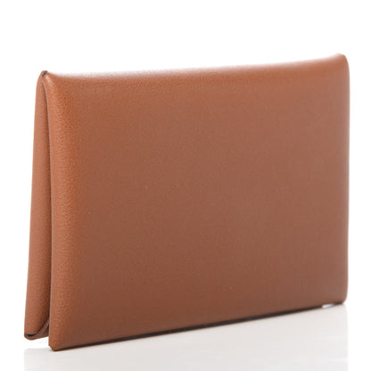 Hermes Swift Calvi Card Case Gold Havane 3 of 7