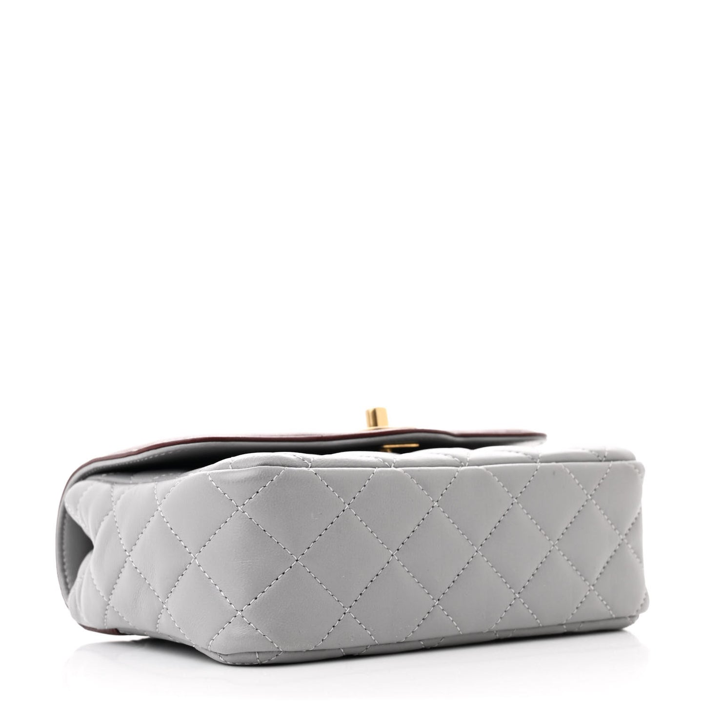 Lambskin Quilted Mini Two Tone Day Flap Grey Burgundy