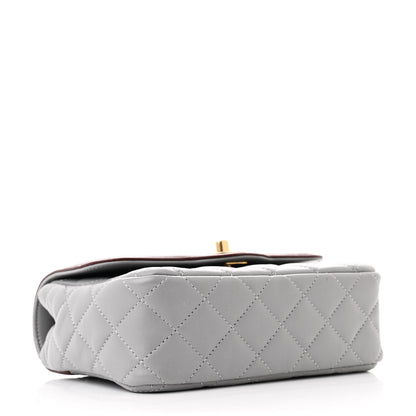 Chanel Lambskin Quilted Mini Two Tone Day Flap Grey Burgundy 4 of 11