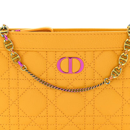 Christian Dior Calfskin Cannage Caro Zipped Pouch With Chain Sunny Yellow 8 of 10