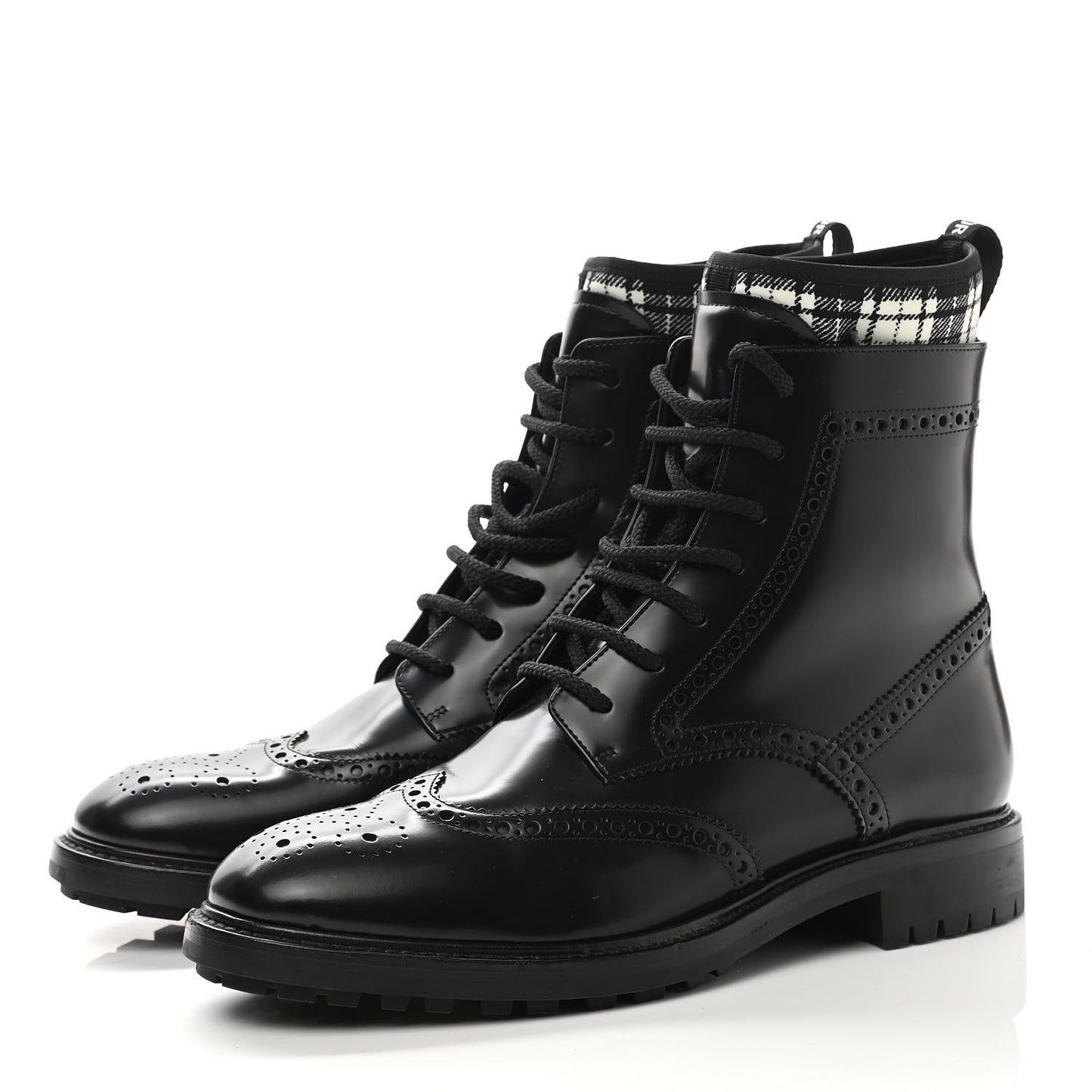 Calfskin Tartan D-Order Low Boot 39 Black White