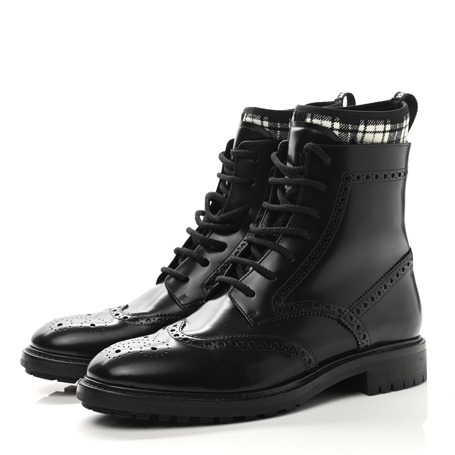 Christian Dior Calfskin Tartan D-Order Low Boot 39 Black White 3 of 8