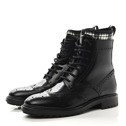 Christian Dior Calfskin Tartan D-Order Low Boot 39 Black White 3 of 8