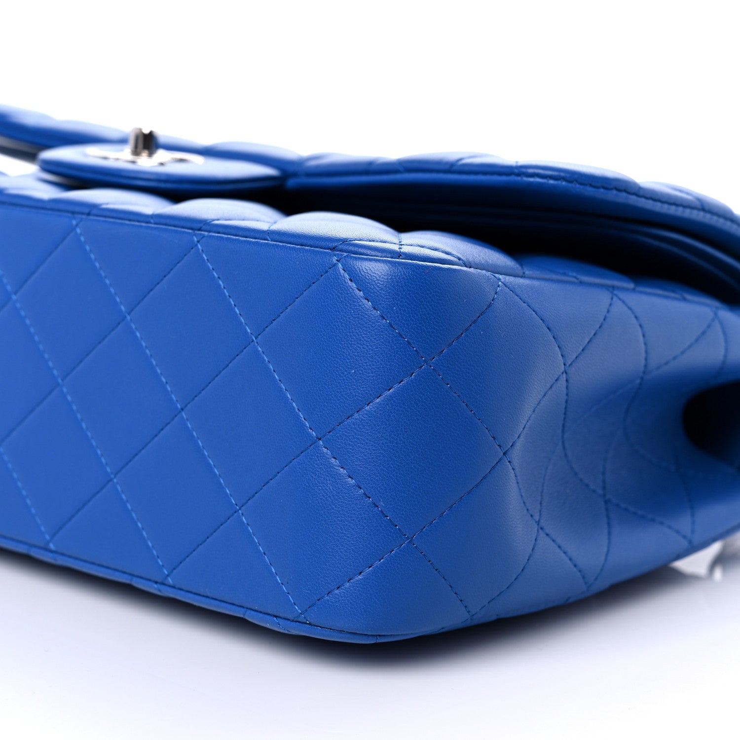 Chanel Lambskin Quilted Jumbo Double Flap Blue 9 of 10