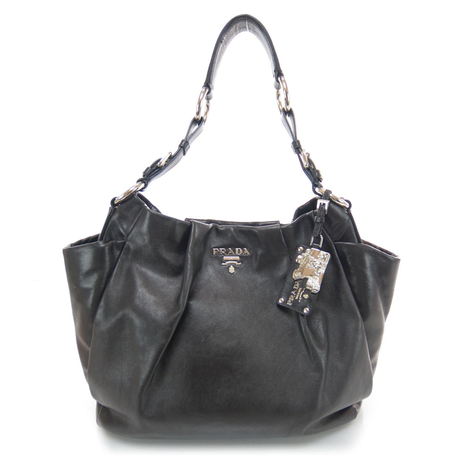 Prada Soft Calf Pleated Hobo Nero Black 1 of 7