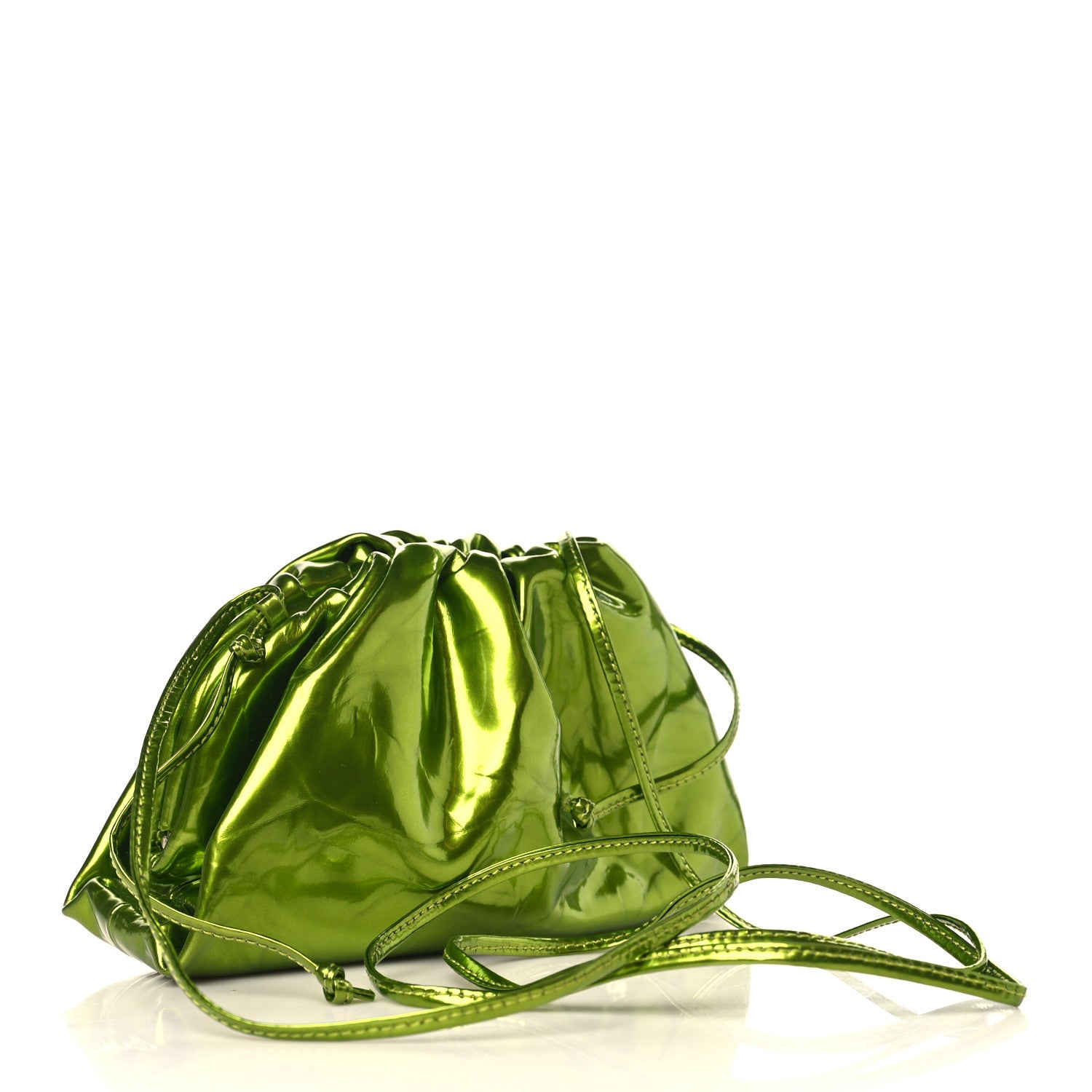 Bottega Veneta Metallic Crushed Calfskin The Mini Pouch Chlorophyll 3 of 9