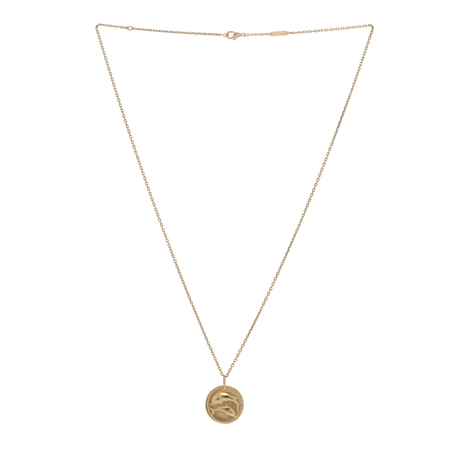 Van Cleef & Arpels 18K Yellow Gold Zodiac Pisces Pendant Necklace 2 of 5