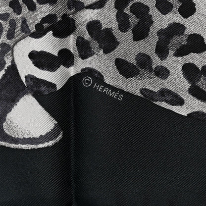 Hermes Silk Twill Lazy Leopardesses Scarf 90 Vert Black Gris 4 of 5