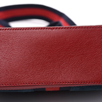Gucci Suede Calfskin Web Small Ophidia Top Handle Shoulder Bag New Blue Romantic Cherry 10 of 11