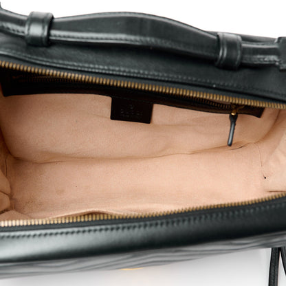 Gucci Calfskin Matelasse Sylvie Web Small GG Marmont Top Handle Shoulder Bag Black 5 of 11