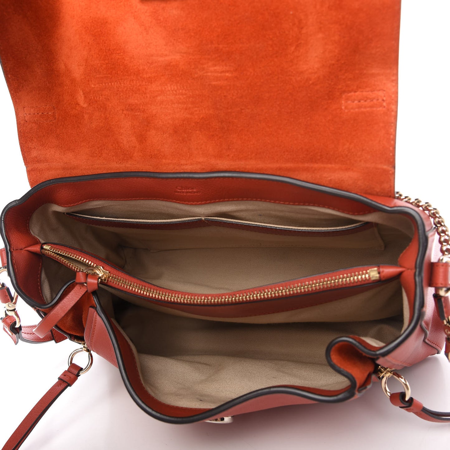 Calfskin Medium Faye Day Shoulder Bag Terracotta Red