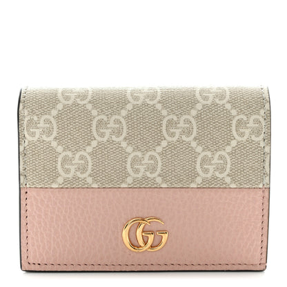 Gucci Dollar Calfskin GG Supreme Monogram GG Marmont Card Case Perfect Pink Beige Mystic White 1 of 7