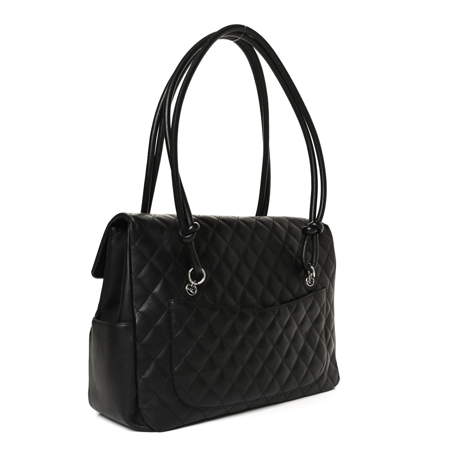 Chanel Calfskin Quilted Large Cambon Flap Black White 3 of 10