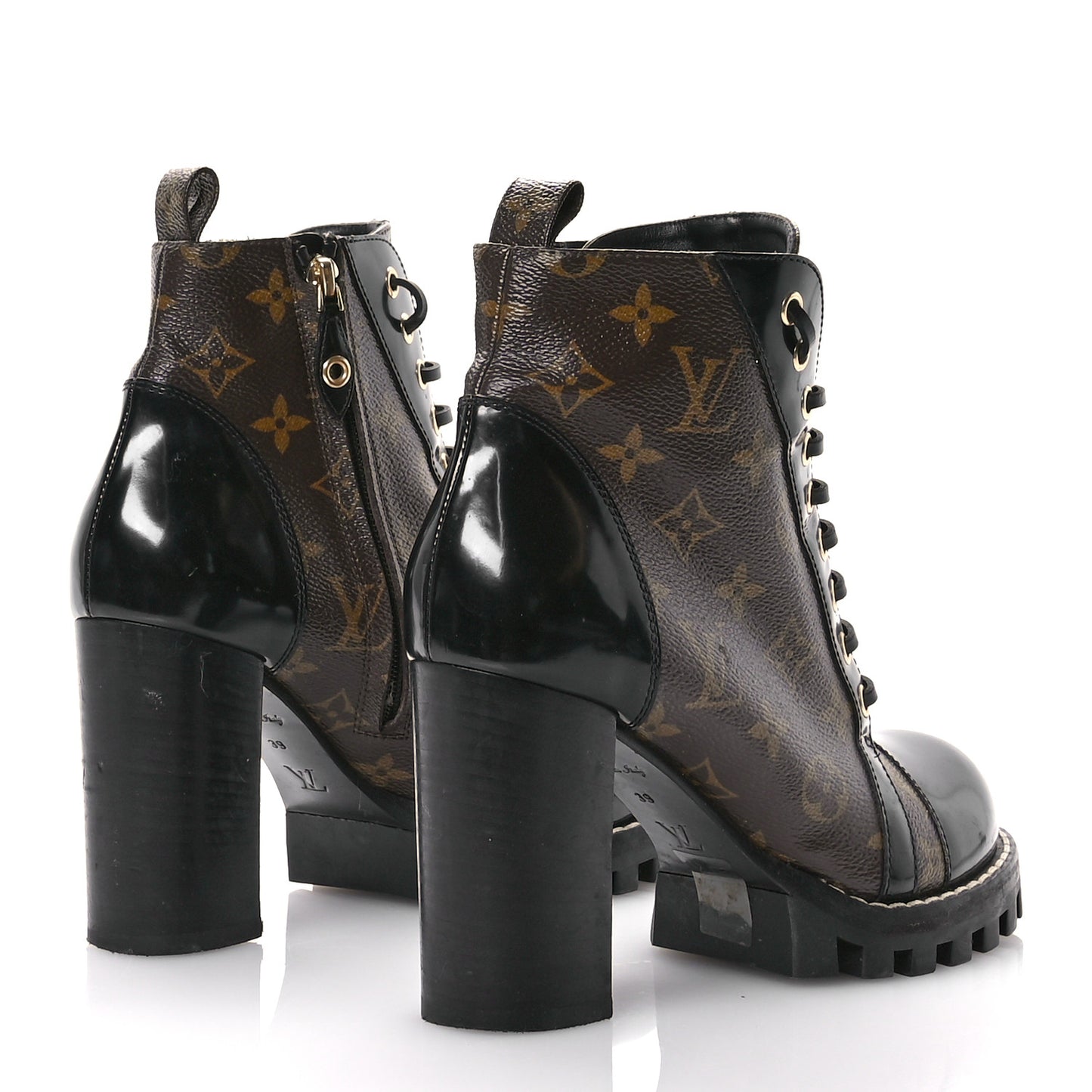 Patent Calfskin Monogram Star Trail Ankle Boots 39 Black