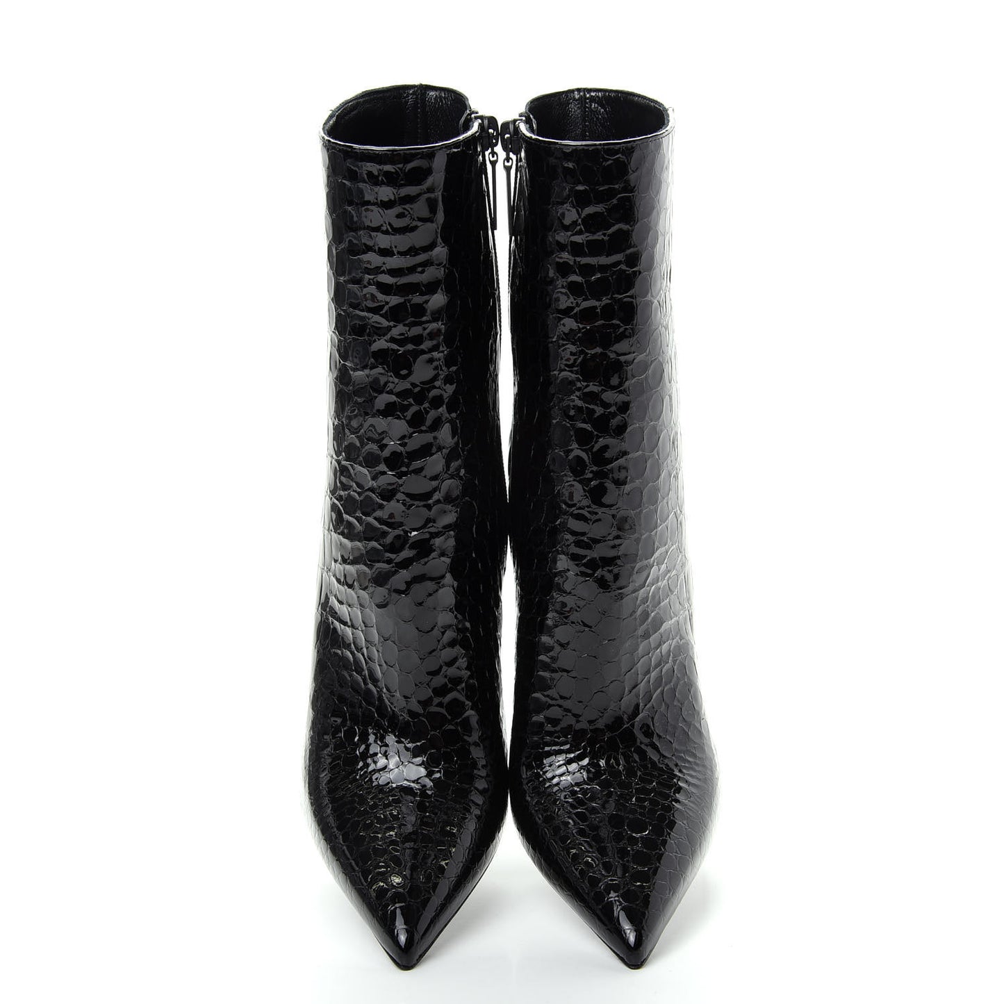 Alligator Embossed Patent Calfskin Opyum 110 Ankle Boots 41 Black