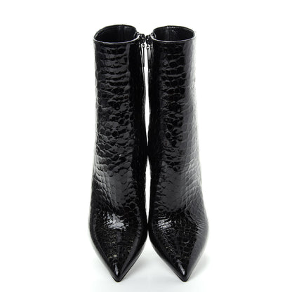 Saint Laurent Alligator Embossed Patent Calfskin Opyum 110 Ankle Boots 41 Black 5 of 11