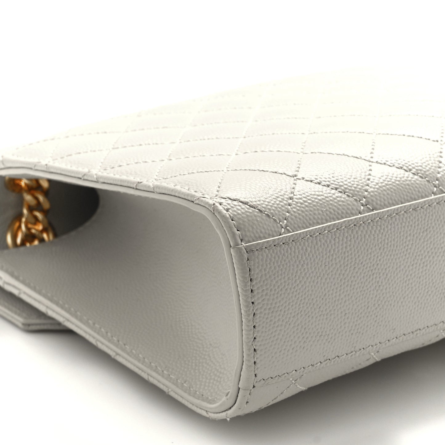 Grain De Poudre Textured Mixed Matelasse Medium Triquilt Monogram Satchel Crema Soft