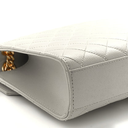 Saint Laurent Grain De Poudre Textured Mixed Matelasse Medium Triquilt Monogram Satchel Crema Soft 12 of 14