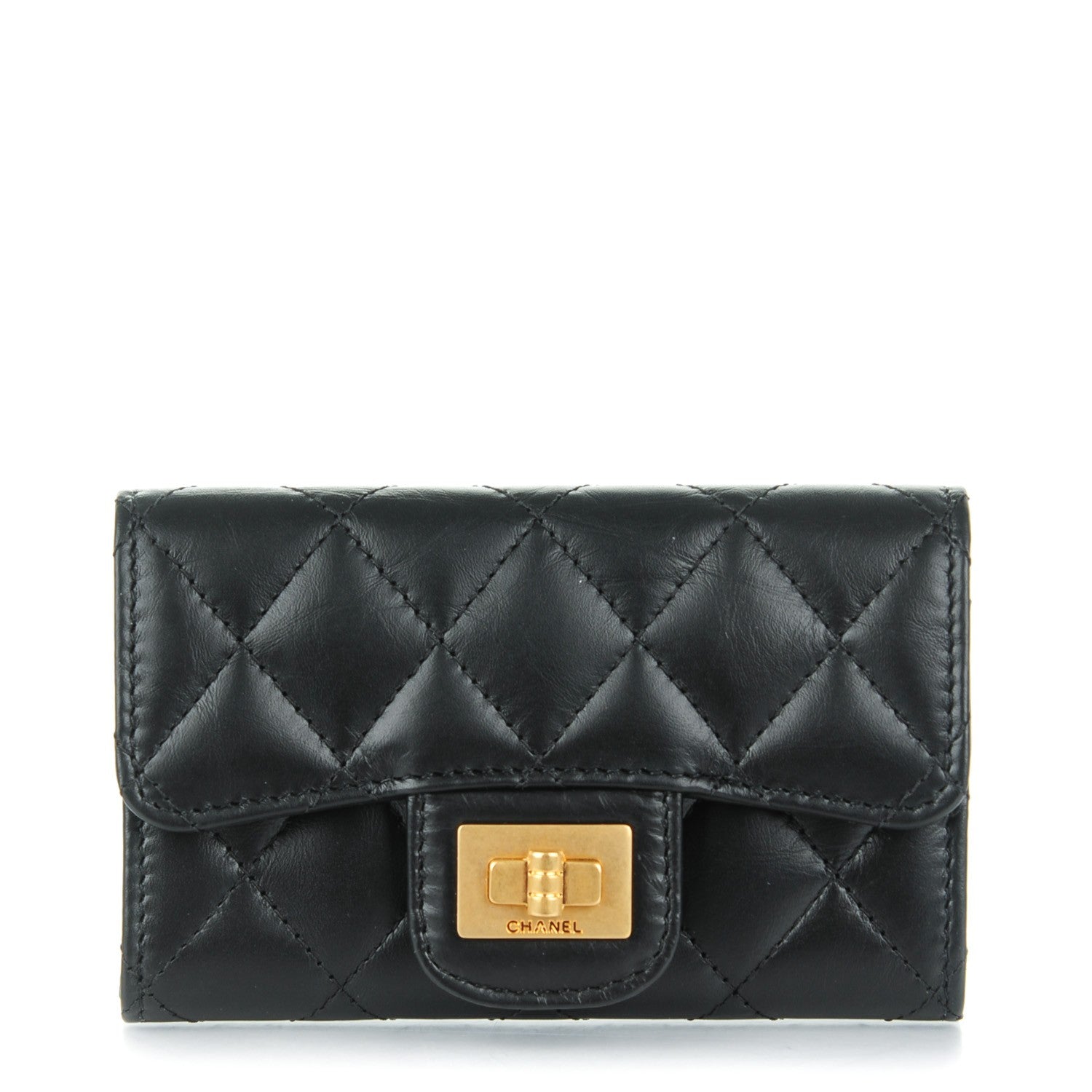 Chanel Aged Calfskin Quilted Reissue Flap Card Holder Black 1 of 8