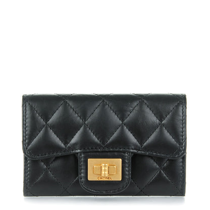 Chanel Aged Calfskin Quilted Reissue Flap Card Holder Black 1 of 8