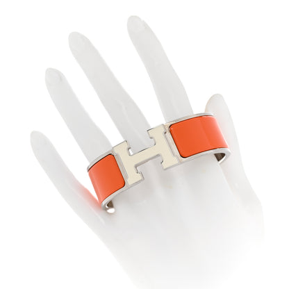 Hermes Enamel Wide Clic Clac H Bracelet GM Orange White 2 of 5